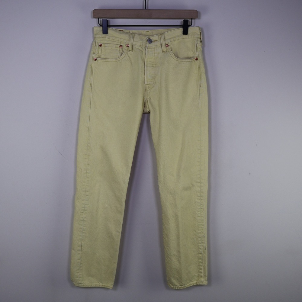 2022 Levis Premium 501 3296 Original Fit Jeans 29x32 Pastel Yellow Denim